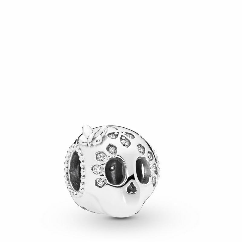 Pandora Sparkling Skull Charm Clearance NZ, Sterling Silver (203194-PKO)